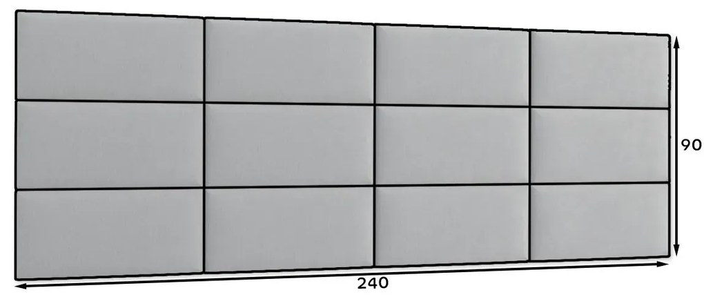 Zestaw 12 paneli tapicerowanych QUADRATTA 240x90 granatowy ELTAP