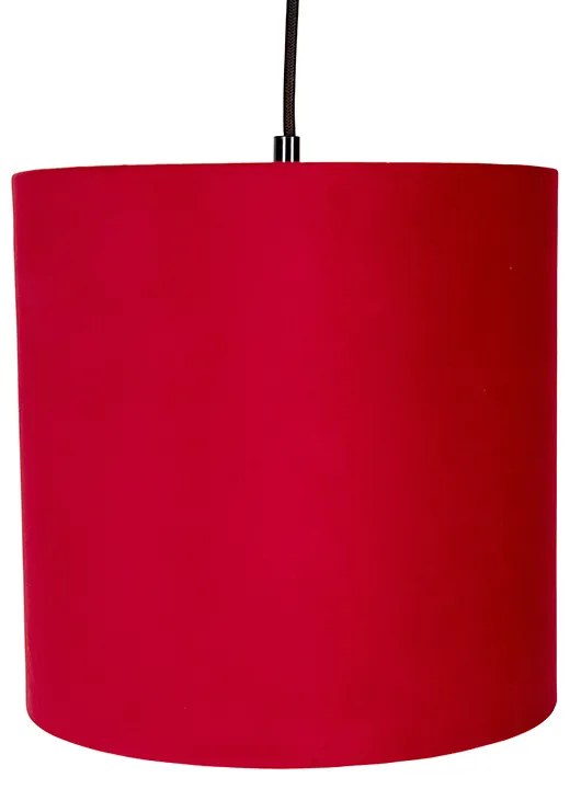 Lampa wisząca z abażurami z weluru - czerwona klasyczny/Antyczny Oswietlenie wewnetrzne