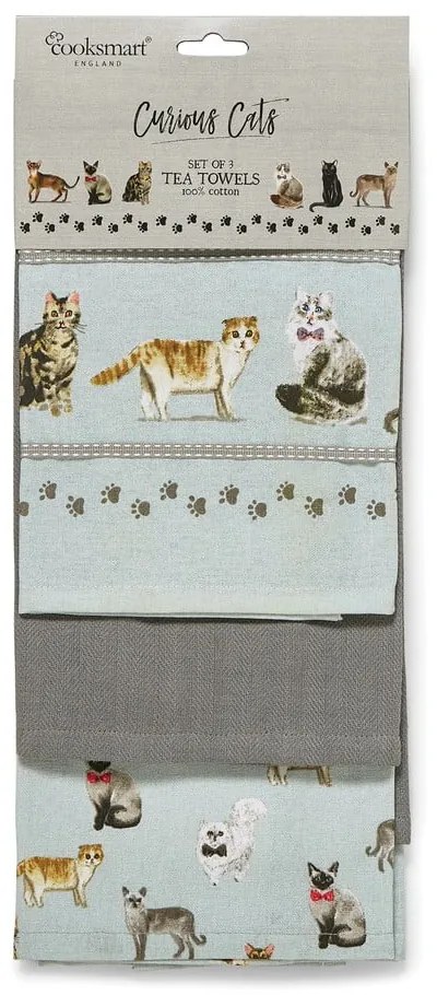 Zestaw 3 ścierek kuchennych Cooksmart ® Curious Cats