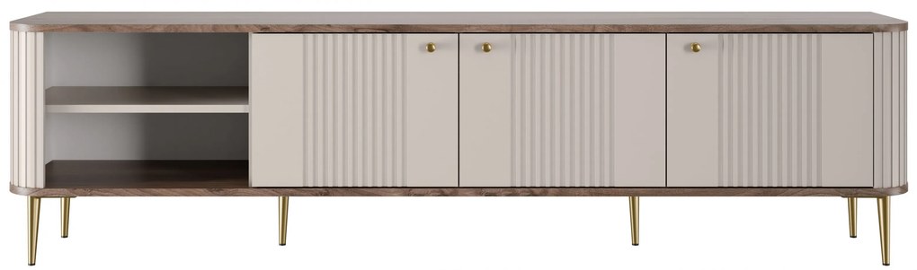 Szafka RTV Vesper 3D 187 cm - kaszmir / orzech / złote nogi
