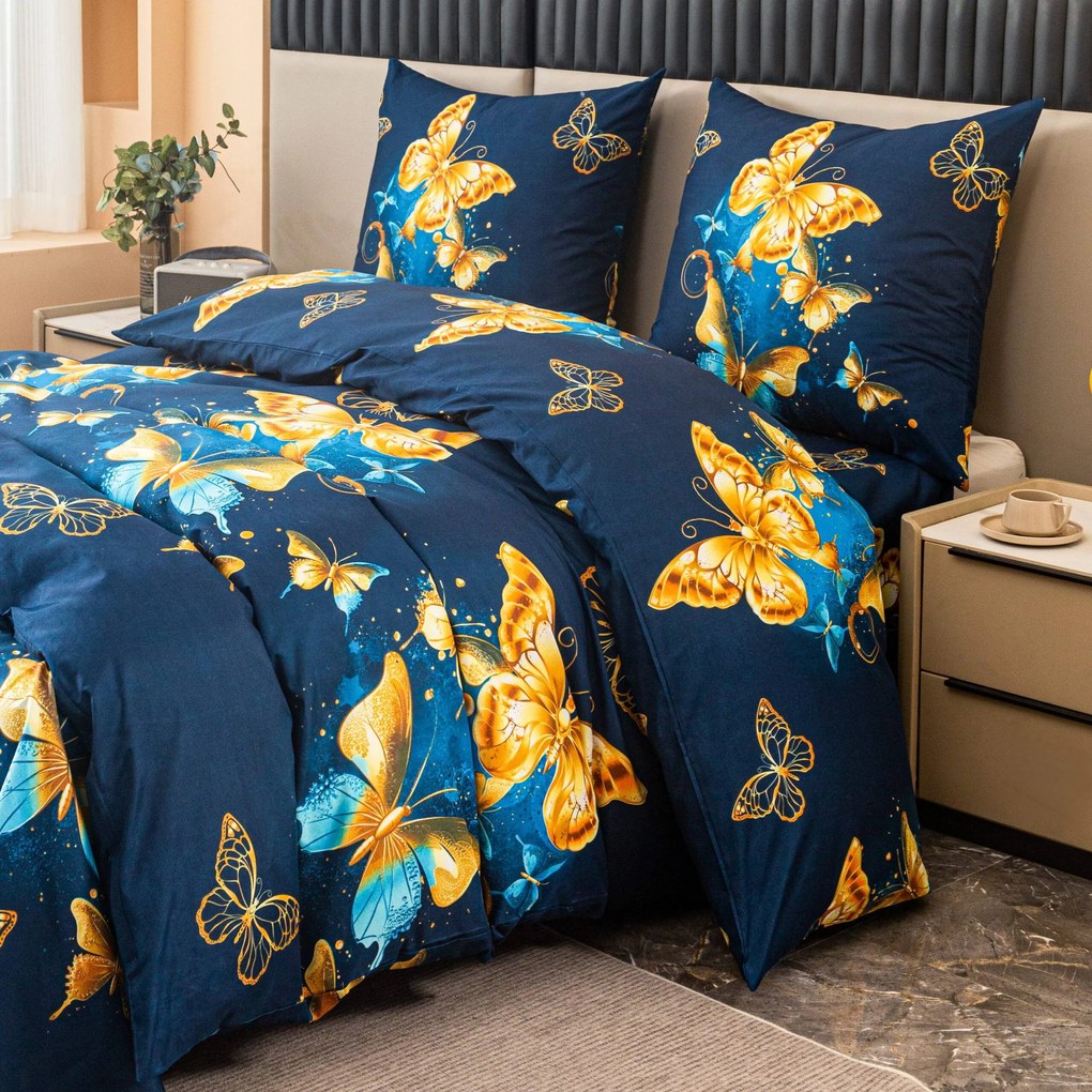 PrzytulneMieszkanie.pl PrzytulneMieszkanie.pl Pościel z mikrofibry ROYAL BUTTERFLY niebieska Rozmiar pościeli: 70 x 80 cm | 140 x 200 cm