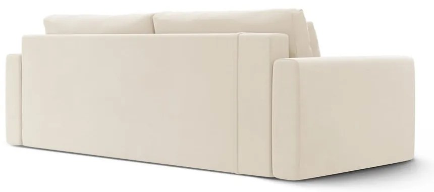 Beżowa aksamitna rozkładana sofa ze schowkiem 238 cm Belfast – Cosmopolitan Design