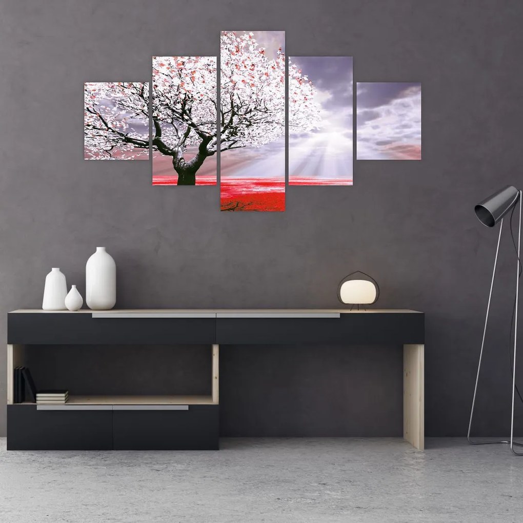 Czerwony obraz drzewa (125x70 cm)