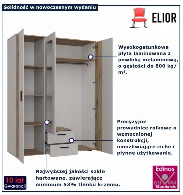 Dwudrzwiowa szafa z lustem kaszmir + dąb evoke Z3-A71