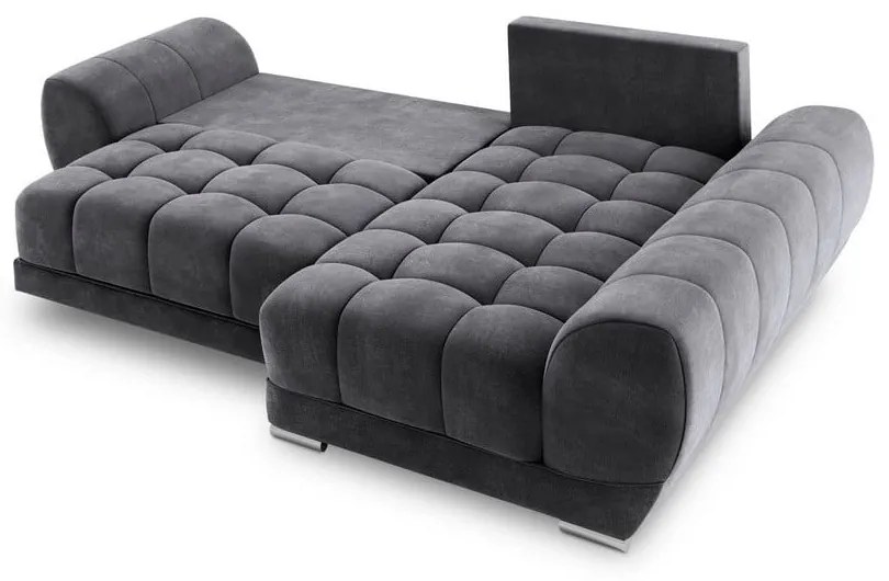 Ciemnoszary rozkładany narożnik z aksamitnym obiciem Windsor &amp; Co Sofas Nuage, prawostronny