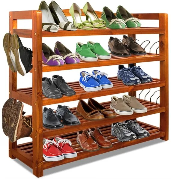 Regał na buty RUSTIC, 5 półek, 75x26x82cm, naturalna brązowa Casaria