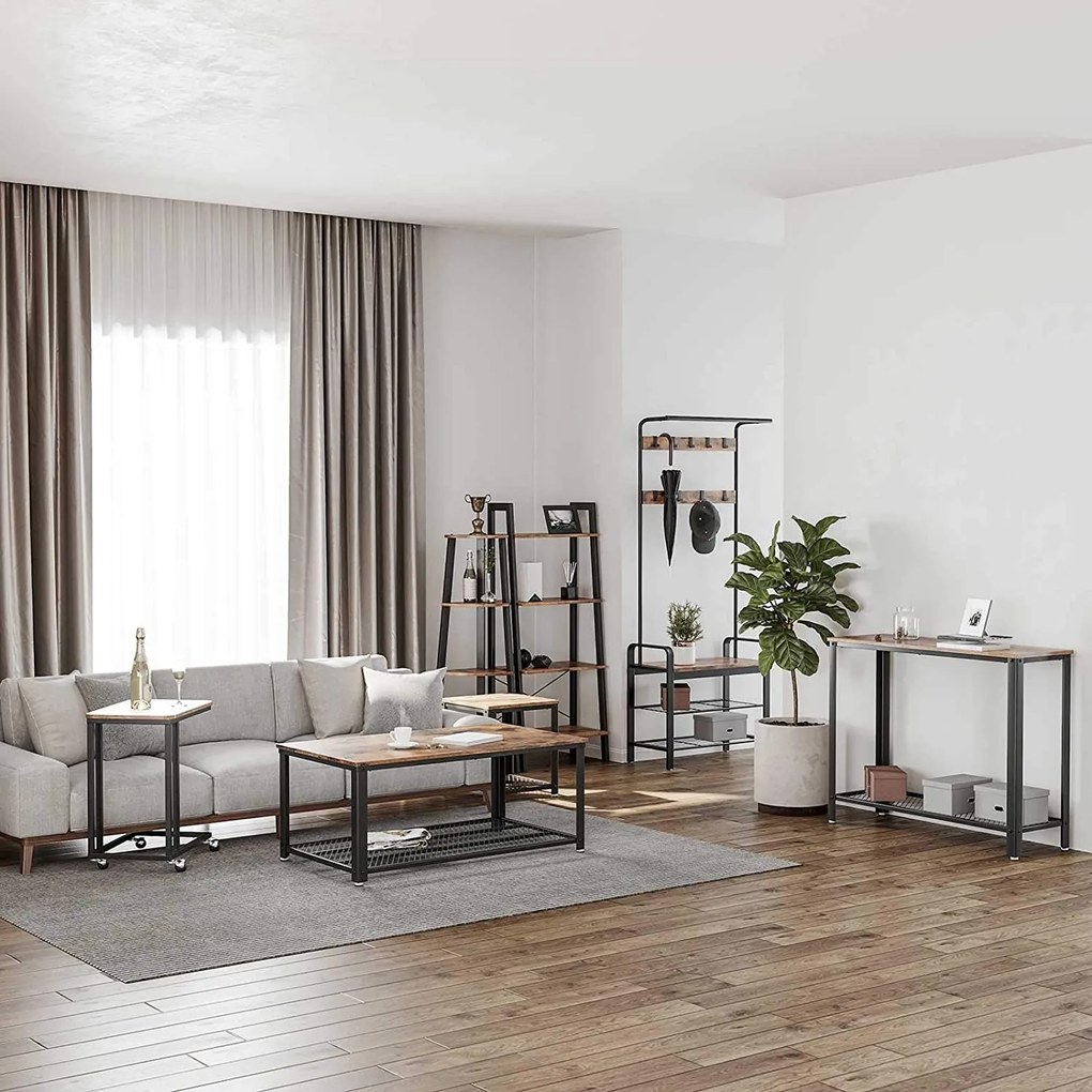 Stolik pomocniczy na kółkach TAYLOR 50x35cm, rustykalny brązowy