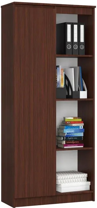 Klasyczny regał do biura z drzwiczkami wenge R9-S01