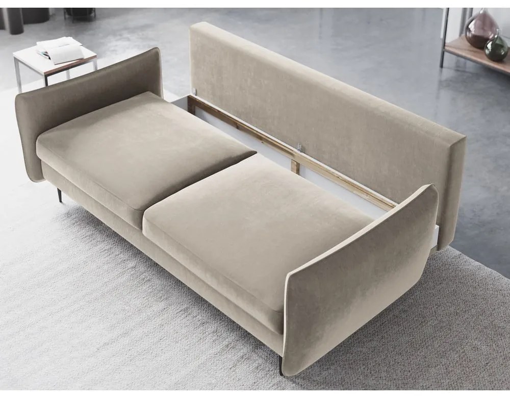 Beżowa sofa rozkładana ze schowkiem Cosmopolitan Design Vermont