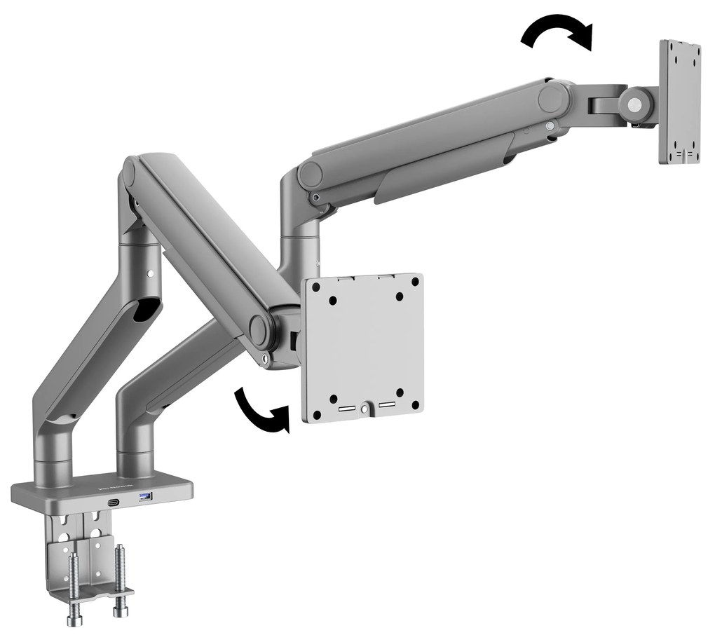 Metalowy uchwyt na dwa monitory JAKE, szary