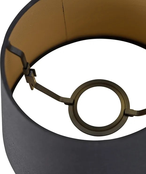 Abażur z bawełny czarny 20/15/13 ze złotym wnętrzem