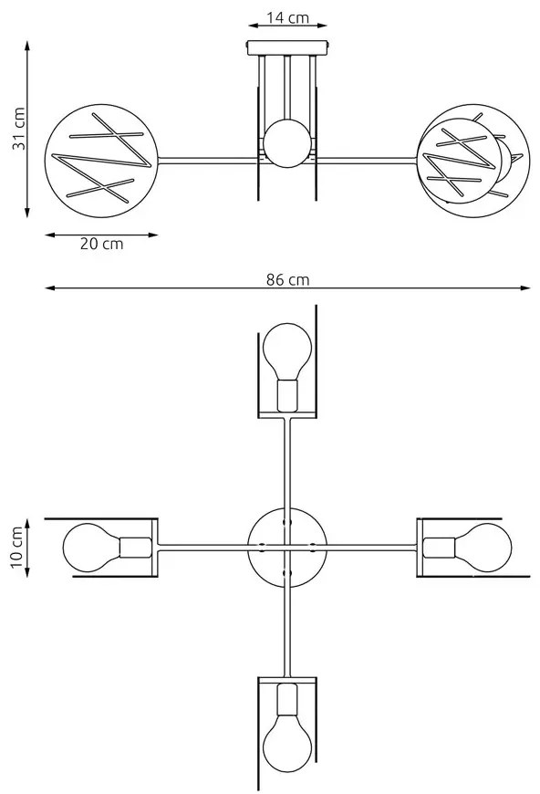 Biała loftowa lampa sufitowa 6X D154 D6-M59