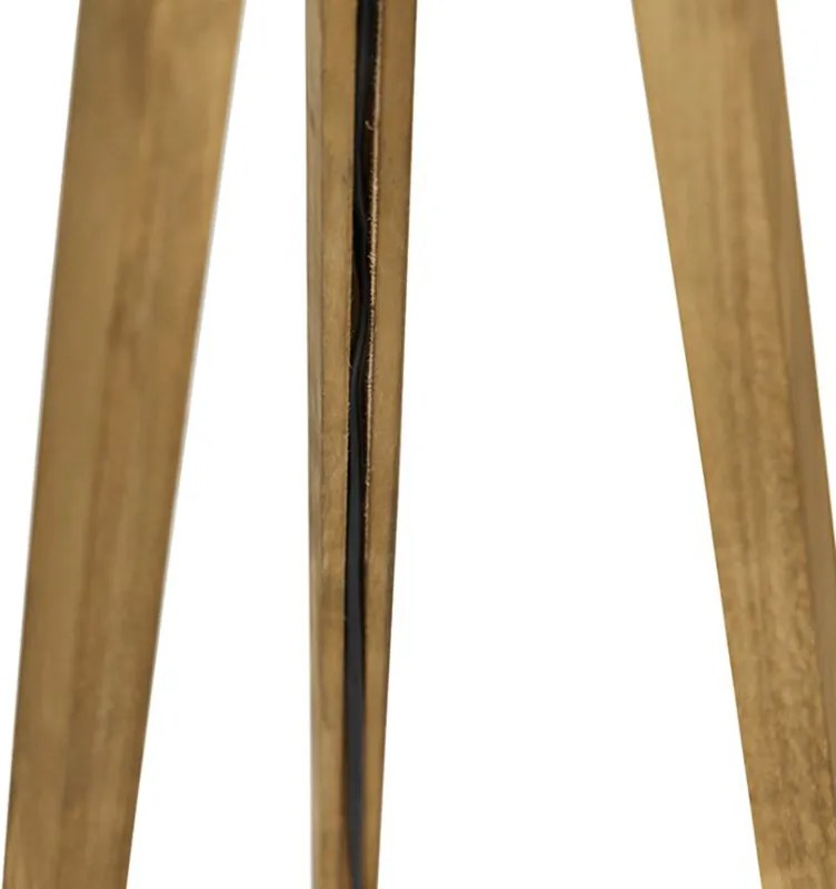 Rustykalna lampa stojąca na trójnogu z odcieniem z lnu w kolorze ciemnoszarym 45 cm - Tripod Classic