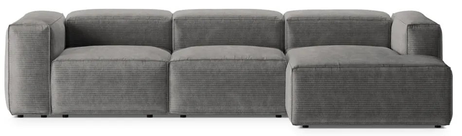 Jasnoszary sztruksowy narożnik (prawostronny/z szezlongiem) Bergamo – Cosmopolitan Design