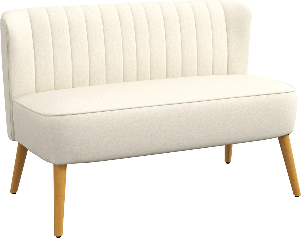HOMCOM Sofa 2-osobowa, miękkie wyściełanie, łatwy w pielęgnacji materiał, do 220 kg, 117 x 56,5 x 77 cm, kremowa biel | Aosom PL