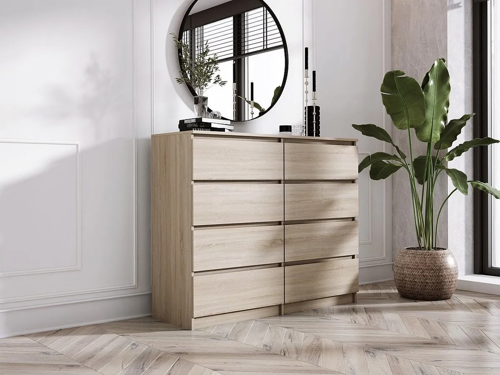 Komoda z 8 szufladami, dąb sonoma, 120 x 39 x 101 cm