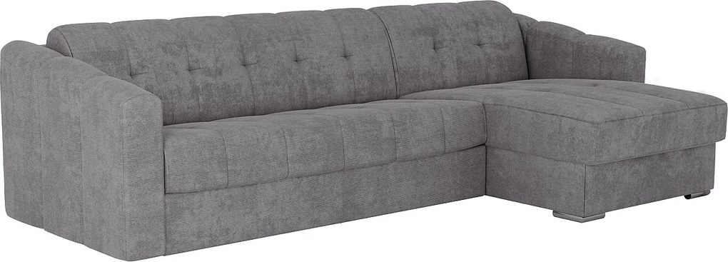 Kanapa narożna rozkładana z teksturowanej szarej tkaniny - Szeroki stelaż 160 cm - Materac 18 cm - DARIELO