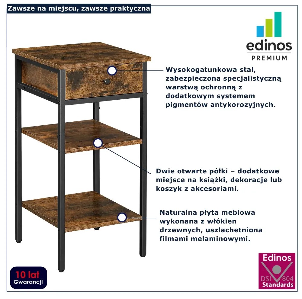 Loftowa szafka nocna dąb rustykalny P9-R81