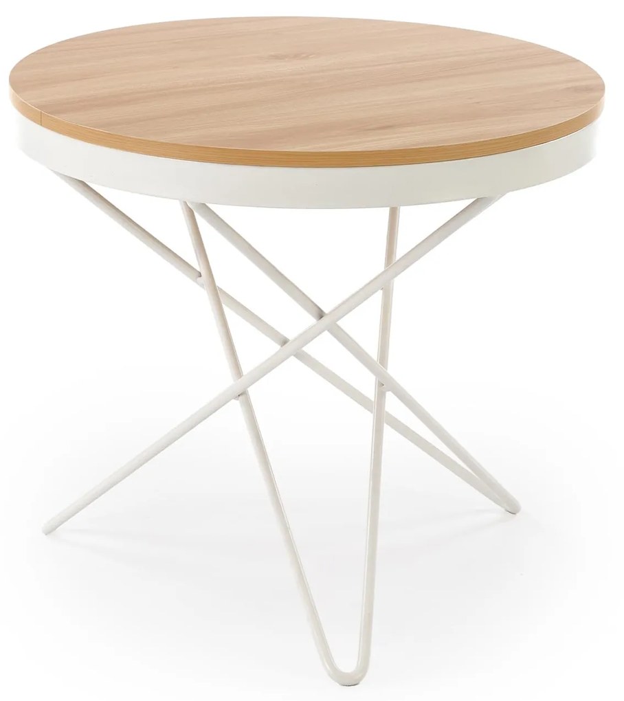 Ława okrągła MDF naturalny/biały 60/55 LEILA