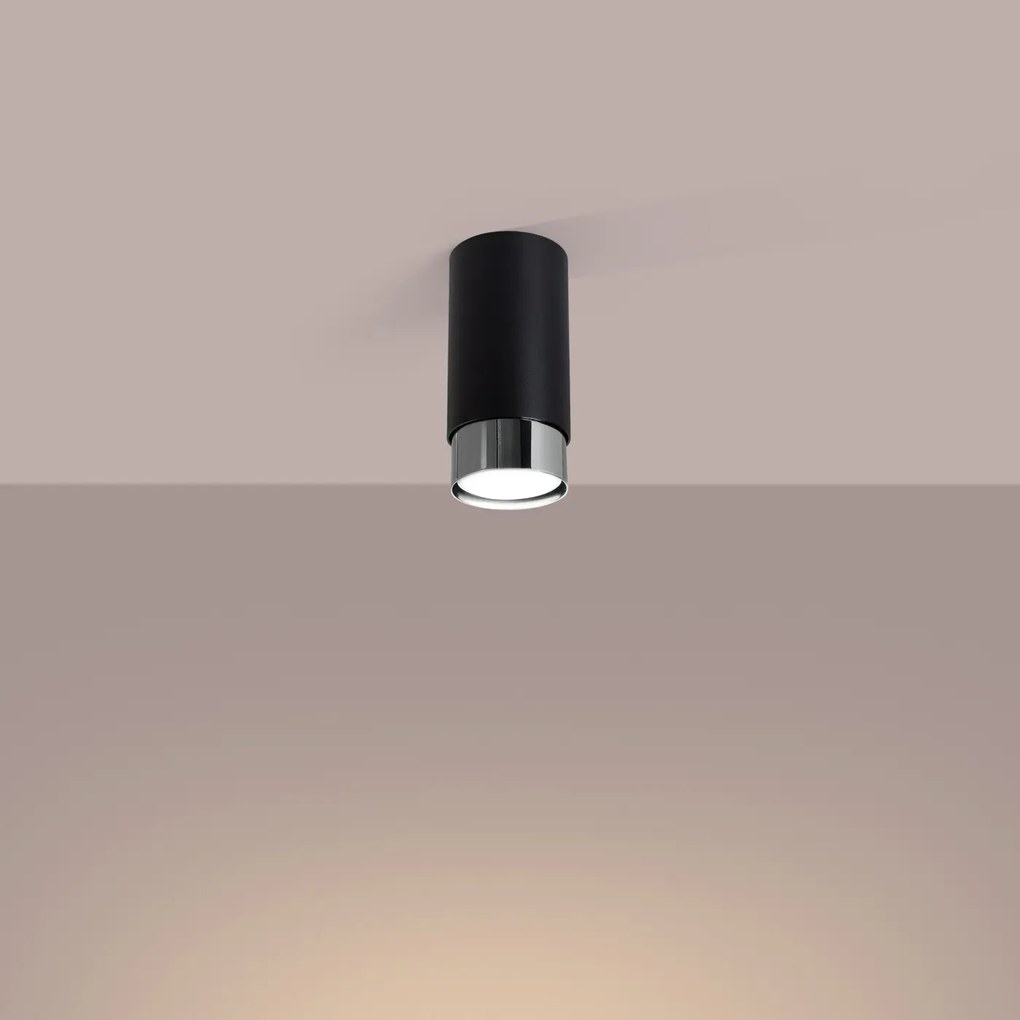 Plafon NERO 12,5 czarny/chrom tuba SOLLUX  LIGHTING