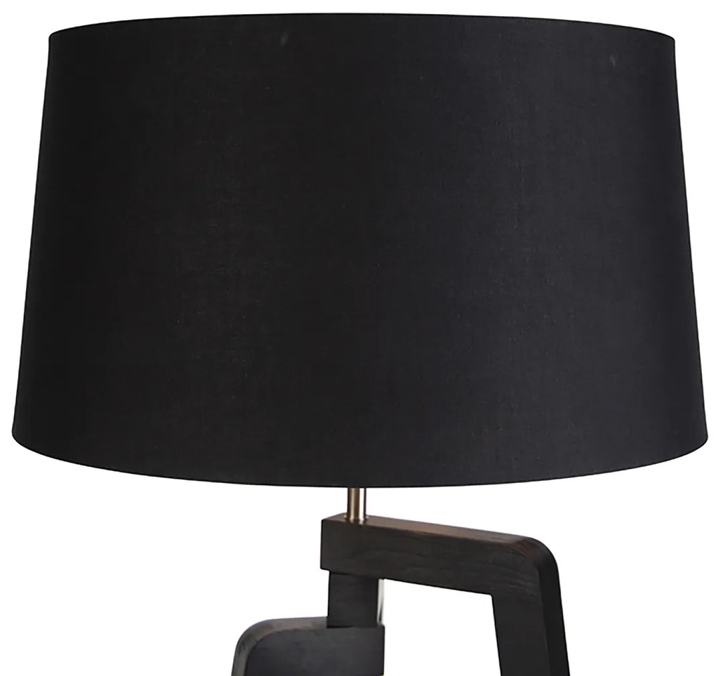 Inteligentna lampa podłogowa z kloszem czarna ze złotem 50 cm z WiFi A60 - PurosWiejski/ Rustykalny / Vintage Oswietlenie wewnetrzne