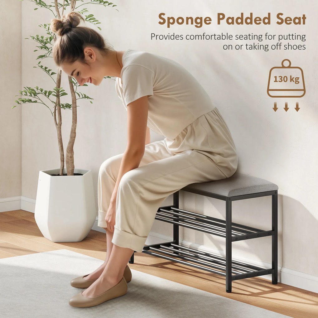 HOMCOM Ławka na buty z siedziskiem i miejscem do przechowywania czarna 81x31x50 cm | Aosom PL