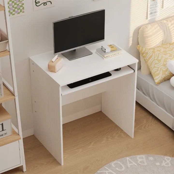 Biurko Komputerowe Białe 70 cm – Loft z Półką na Klawiaturę