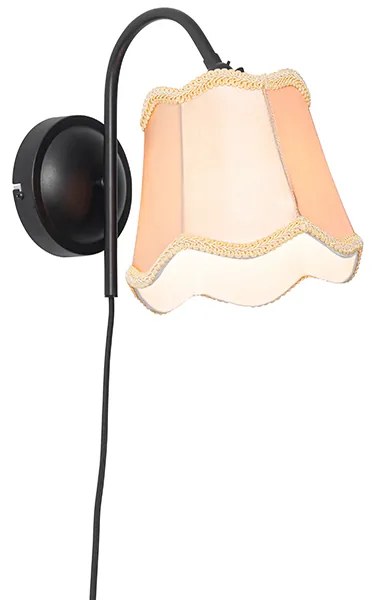Klasyczna lampa ścienna czarna zzłotym kloszem - Nona klasyczny/Antyczny Oswietlenie wewnetrzne