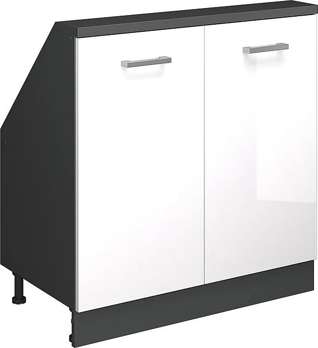 Szafka kuchenna na dach skośny biały wysoki połysk 80x46x81.6 r-line