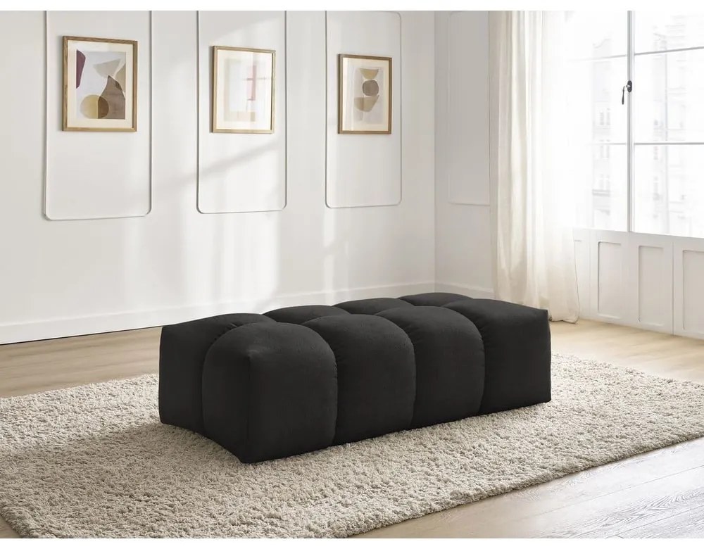 Czarny podnóżek z tkaniny szenilowej Everest – Bobochic Paris