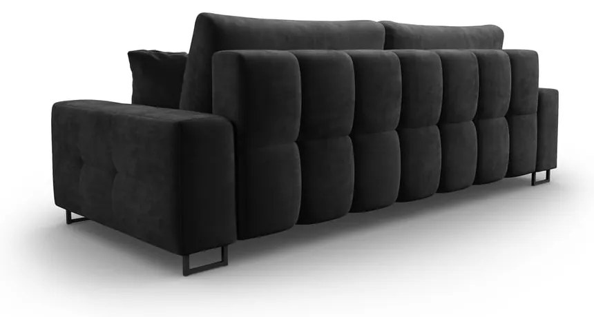 Ciemnoszara aksamitna rozkładana sofa ze schowkiem 250 cm Wicklow – Cosmopolitan Design