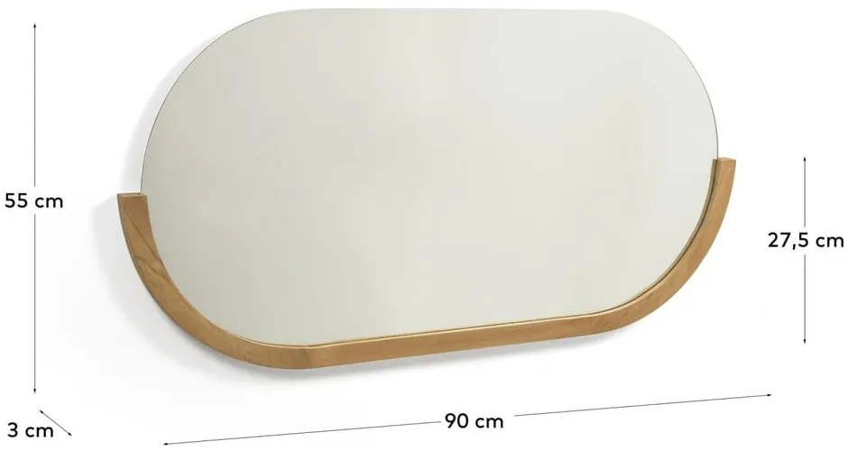Lustro ścienne z drewnianą ramą 96x55 cm Rokia – Kave Home