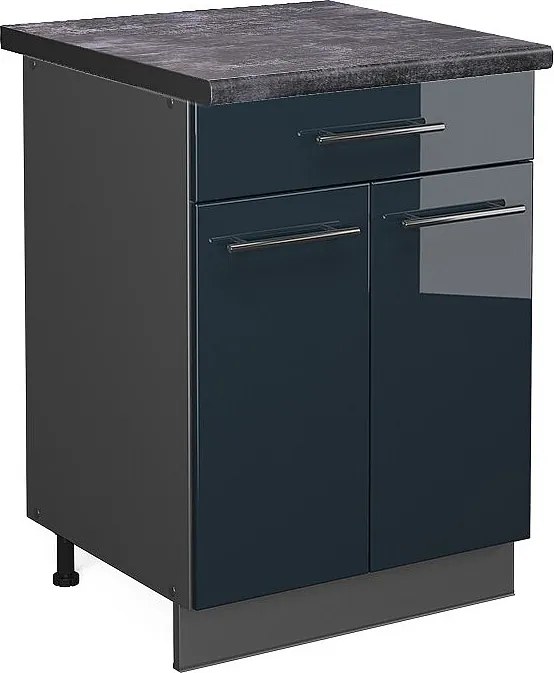 Szafka pod zlew ciemnoniebieski wysoki połysk 80x60x82 fame-line