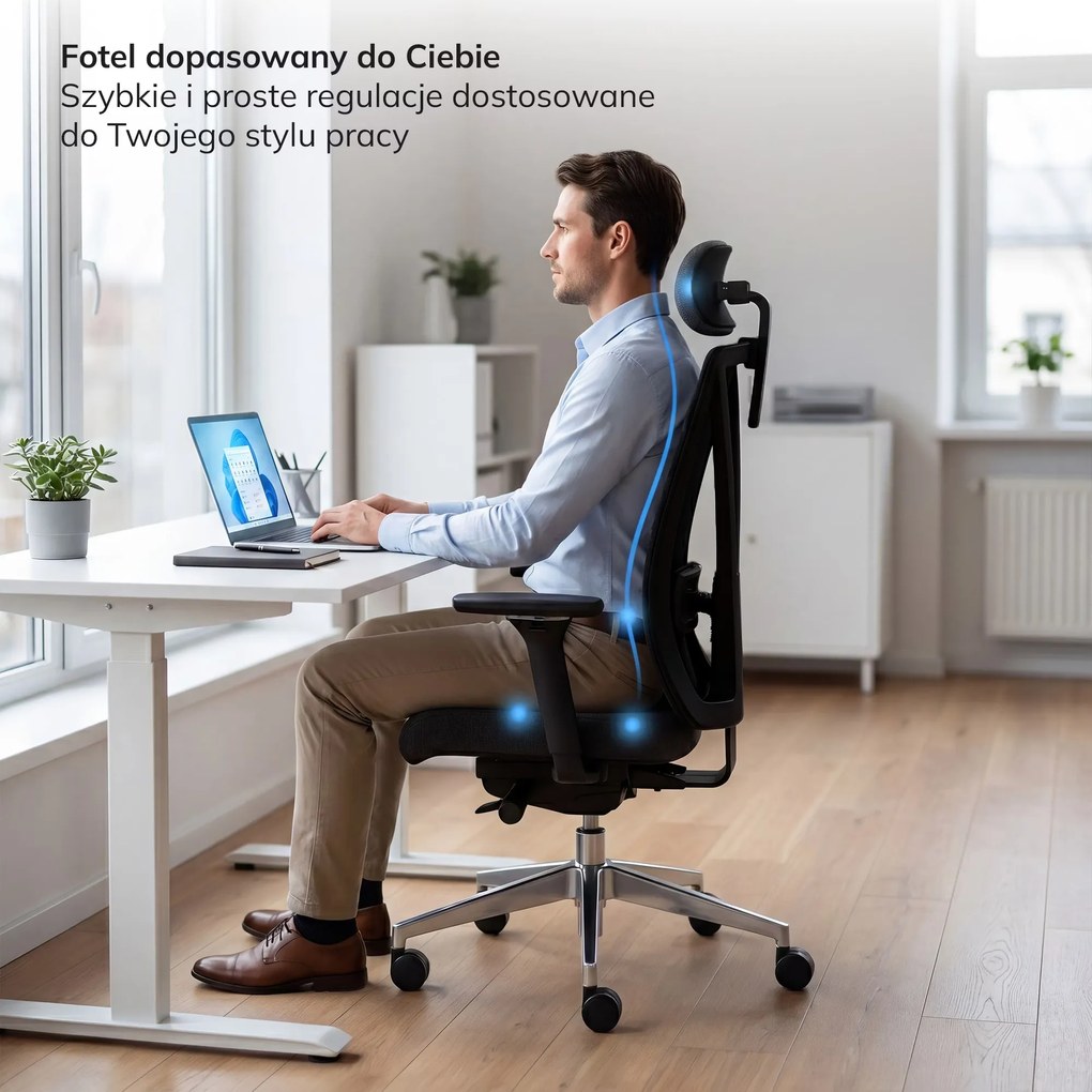 Fotel biurowy ergonomiczny czarny VECTOR