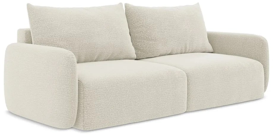 Kremowa rozkładana/ze schowkiem sofa 238 cm Kalena – Makamii