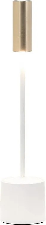 Zafferano - Carolina LED Lampa stołowa z możliwością ładowania i ściemniania dotykowego - błyszcząca biel i szczotkowany mosiądz