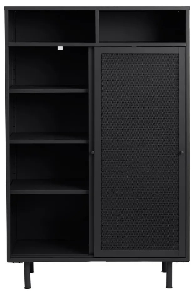 Czarna metalowa szafka z drzwiami przesuwnymi 90x140x40 cm Veep – Unique Furniture