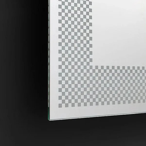 Lustro prostokątne LED "Fresno" z podświetlaną ramą zdobioną szachownicą cm 50x70