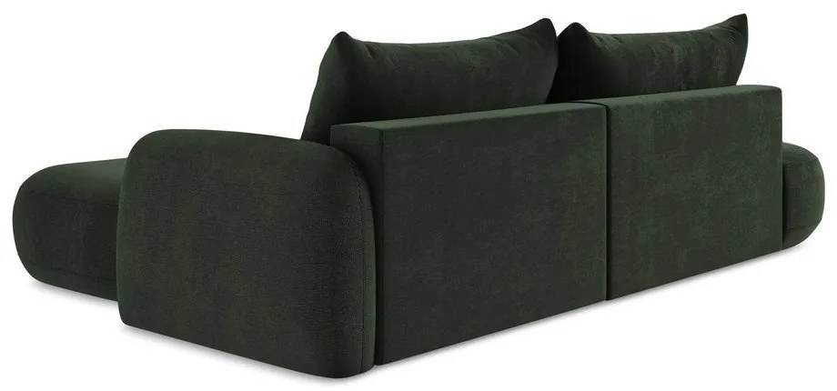 Ciemnozielony rozkładany narożnik (prawostronny/z szezlongiem) Hale – Makamii