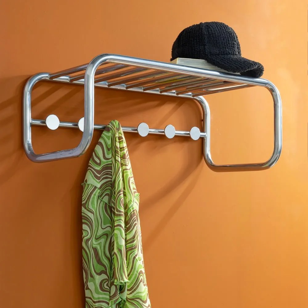 Metalowy wieszak ścienny w kolorze srebra z półką Retro – Spinder Design
