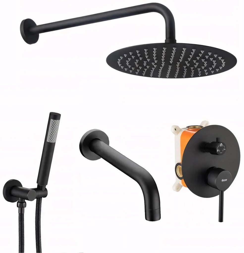 Zestaw wannowo-prysznicowy podtynkowy Rea Lungo Czarny + BOX