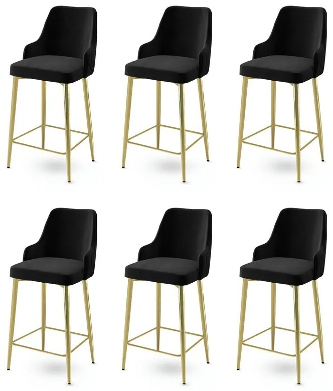 Zestaw krzeseł barowych Enox Black and Gold, 6szt., 6 szt.