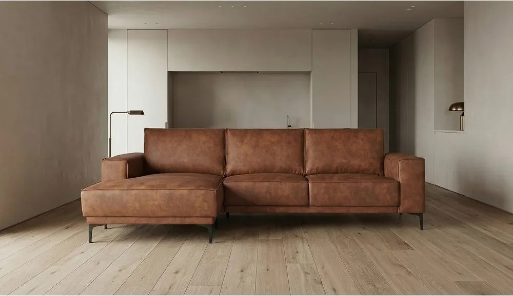 Koniakowy narożnik z imitacji skóry (lewostronny) Copenhagen – Scandic