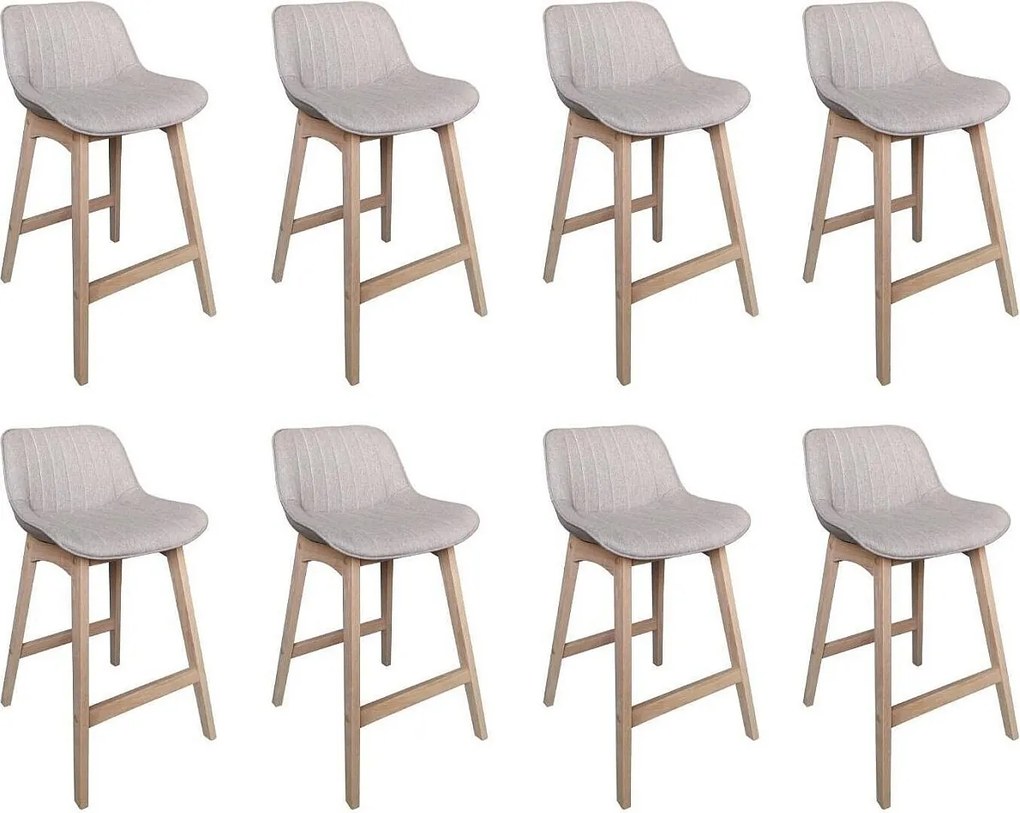 Komplet dębowych krzeseł wyspowych i barowych z siedziskiem z tkaniny MELLOW o szerokości 65 cm