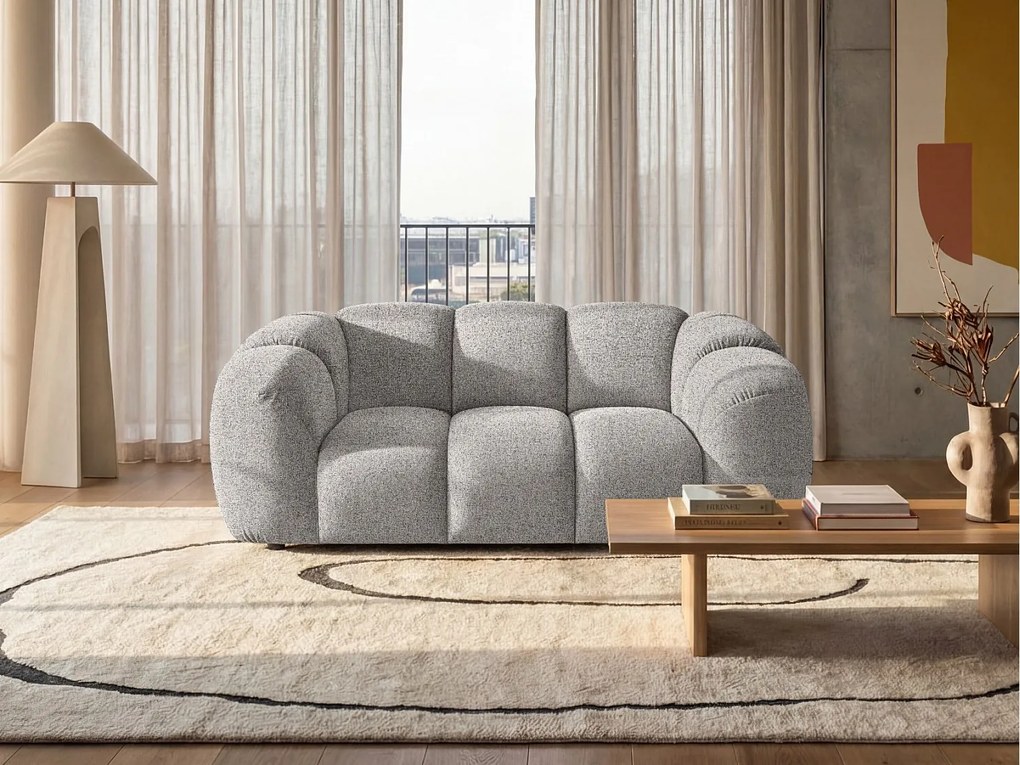 Sofa designerska MALI 2-osobowa, obita tkaniną Puente 06 w kolorze jasnoszarym – model Cloud Design 200 cm – luksusowa sofa z wyściółką HR