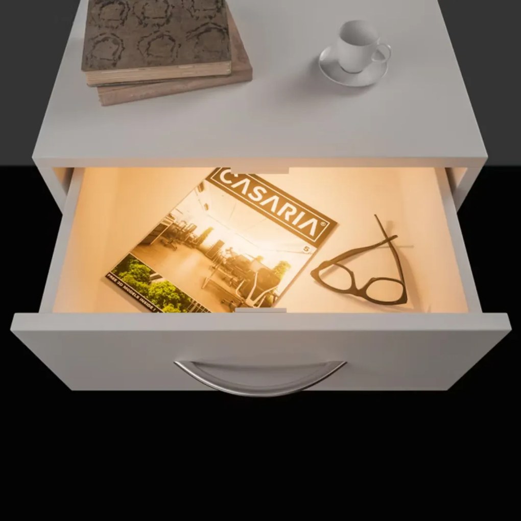 Szafka nocna ELOISE z podświetleniem, 54x39x28cm, biała Casaria