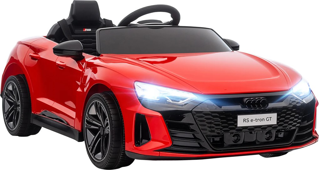 HOMCOM Elektryczny samochód dla dzieci Licencjonowane Audi z bezpiecznym pasem pilotem i światłem Czerwony i czarny 103x58x41 cm | Aosom PL