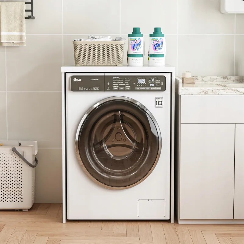 Szafka łazienkowa nad pralką – korpus biały do urządzeń AGD, 64 cm