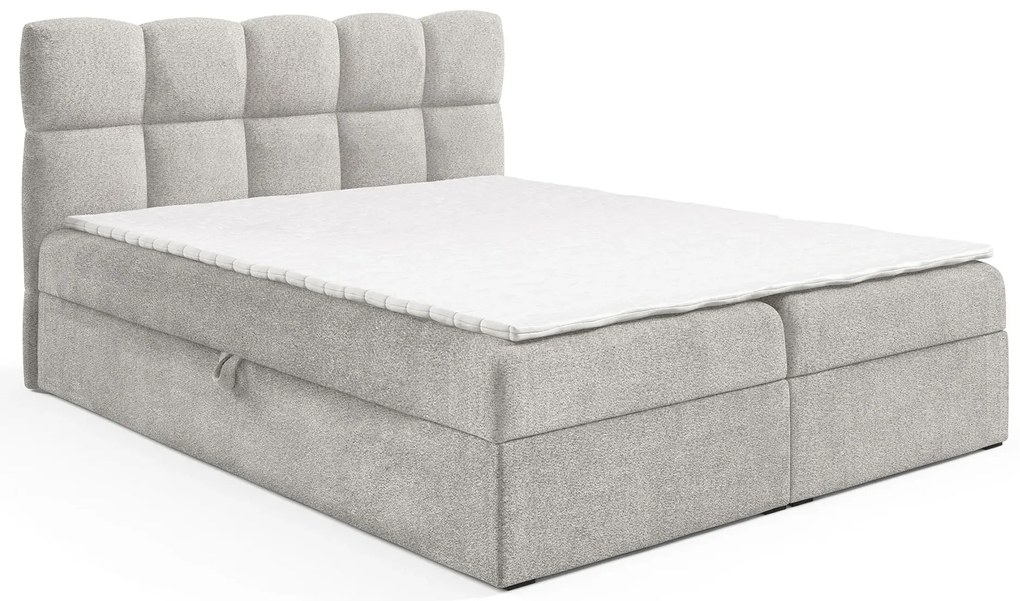 Jasnoszare tapicerowane łóżko kontynentalne 5 rozmiarów M8-R19