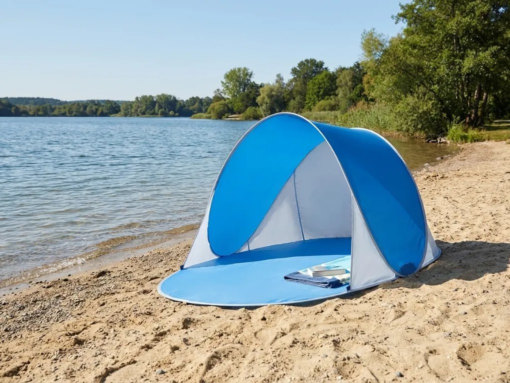 Samorozkładający się namiot plażowy SUNSHADE 190x120 cm, niebiesko/biały